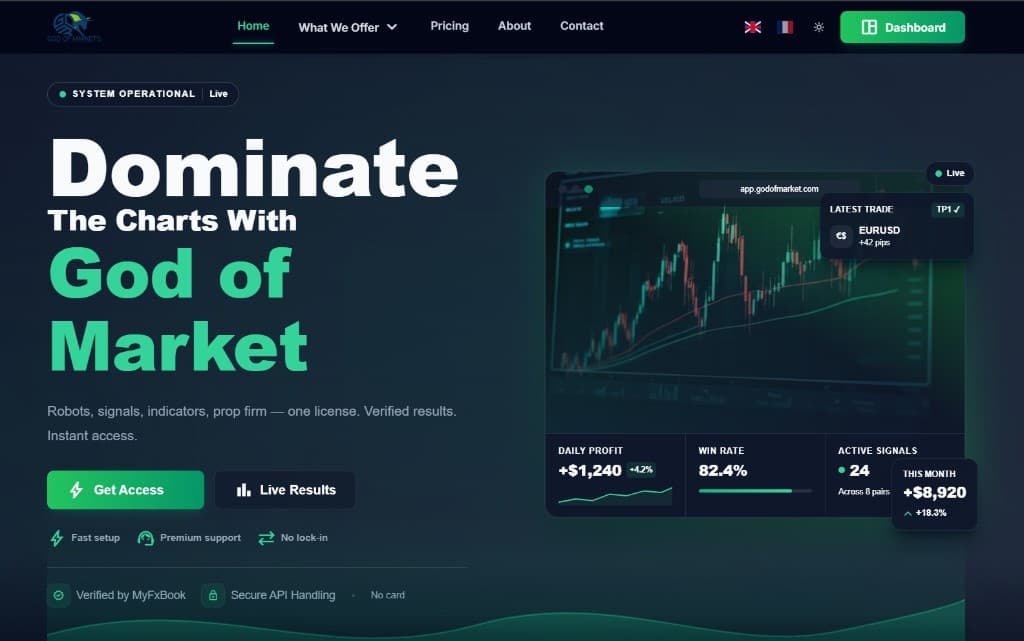 Landing page — dark hero variant