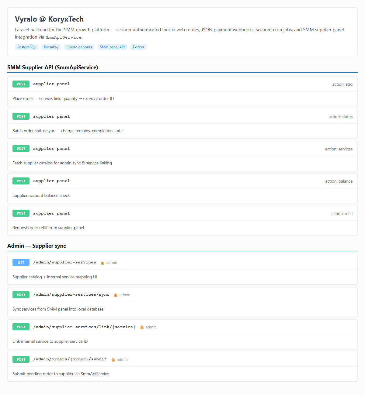 Laravel backend — SMM supplier API & admin sync