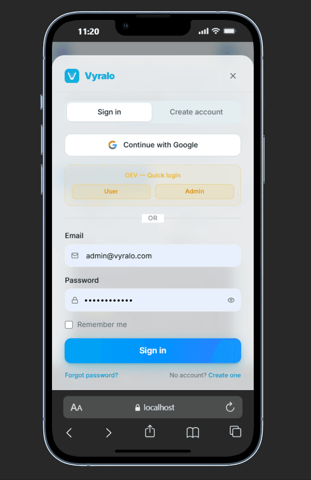 Sign-in (mobile)